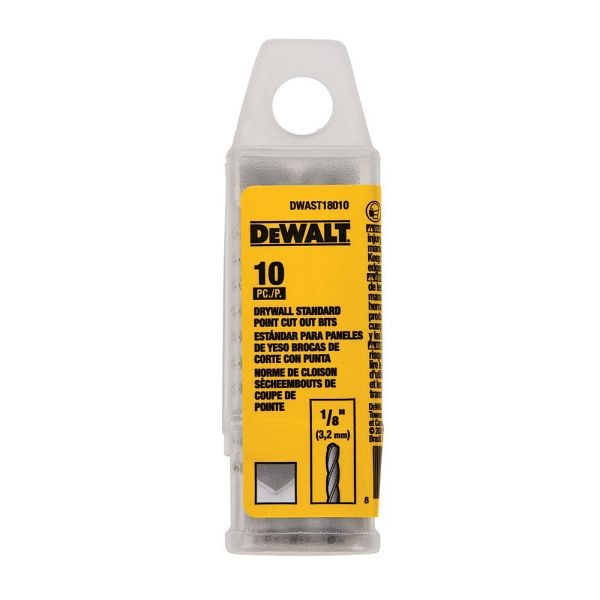 DeWalt 1/8" Drywall Standard Cut Out Bit 10 Pack, DWAST18010