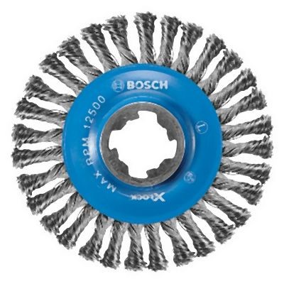 Bosch 4-1/2 Inches Wheel Dia. X-LOCK Arbor Carbon Steel Stringer Bead Knotted Wire Wheel, 2610053333