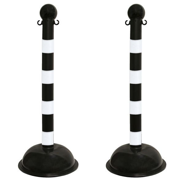 Mr. Chain Striped Stanchion, Black with White Stripes, 41-Inch Height, 3-Inch Diameter Pole, Quantity of pieces: 2, 99920-2