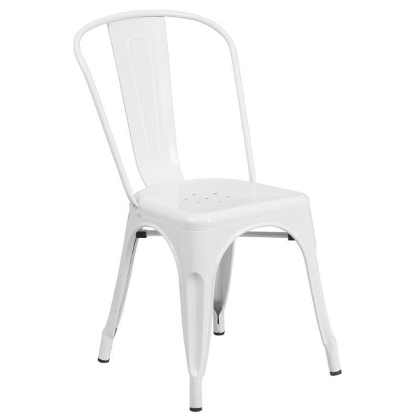 Flash Furniture Perry Commercial Grade White Metal Indoor-Outdoor Stackable Chair, CH-31230-WH-GG