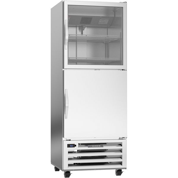 Beverage-Air RI Series Half Solid, Half Glass Door Bottom Mount Refrigerator Reach-In, Exterior Dimensions: WxDxH: 27 1/4" X 29 1/4" X 72 3/8", RI18HC-HGS