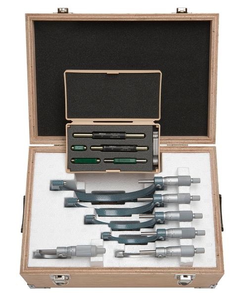 Mitutoyo Mechanical Outside Micrometer Set, 0-6 In, .0001 In, 103-907-40