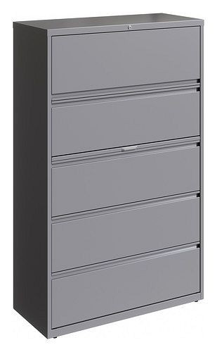 Hirsh 42" Wide Five-Drawer Lateral File - Arctic Silver, 23751