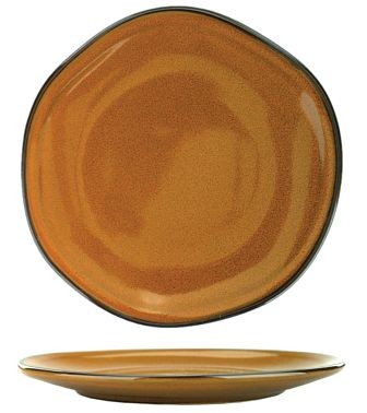 International Tableware Luna Stoneware Terracotta Plate 12", Terracotta with Black Trim and Speckles, Quantity: 12 pieces, LU-21-TA