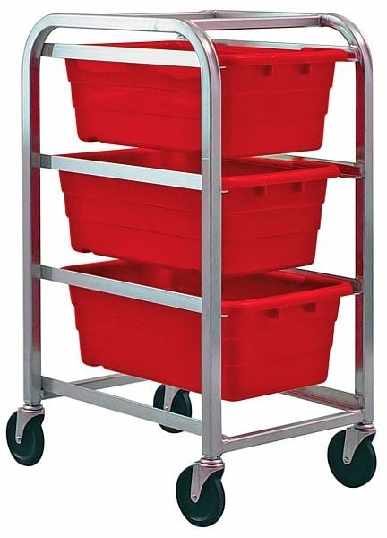Quantum Storage Systems Tub Rack, mobile, 60 lb. weight capacity per bin, end loading, holds (3) TUB2516-8 red tubs (included), TR3-2516-8RD