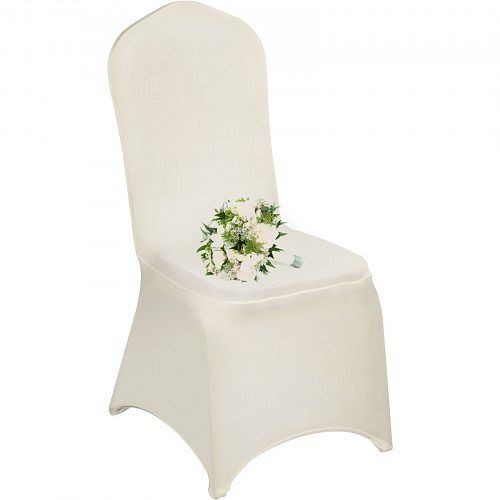 VEVOR 100 Pieces Ivory Chair Covers Polyester Spandex Stretch Slipcovers Wedding Party, ZYT100PCSXYSQB001V0