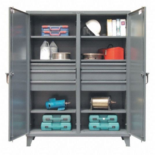 Strong Hold Heavy Duty Storage Cabinet, Dark Gray, 78 in H X 60 in W X 24 in D, Assembled, 6 Cabinet Shelves, 56-DS-246-6DB