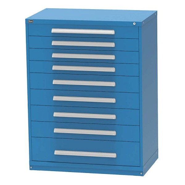 Vidmar Stationary Full Height Modular Drawer Cabinet, 9 Drawers, 45" W x 21-1/2" D x 59" H Dark Blue, RP3520AL