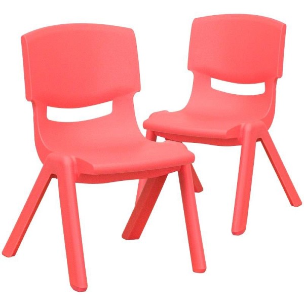 Flash Furniture Whitney 2 Pack Red Plastic Stackable School Chair with 10.5'' Seat Height, 2-YU-YCX-003-RED-GG