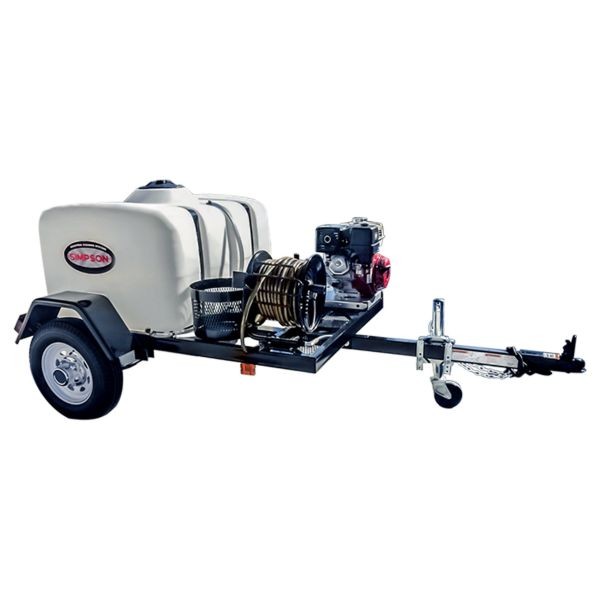 Simpson Professional Gas Pressure Washer Trailer 4200 PSI at 4.0 GPM with HONDA® GX390 CAT® Triplex Plunger Pump, Cold Water, 95002