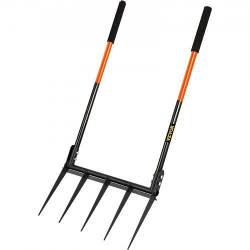 VEVOR Broad Fork Tool, 5 Tines Hand Tiller Broadfork, 20" Wide Broadfork Garden Tool, U-Shape Broad Fork, FTP201143.755Z45NV0