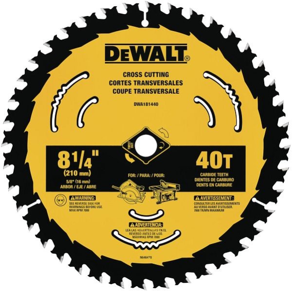 DeWalt 8-1/4" 40T Circular Saw Blade, Blister, DWA181440