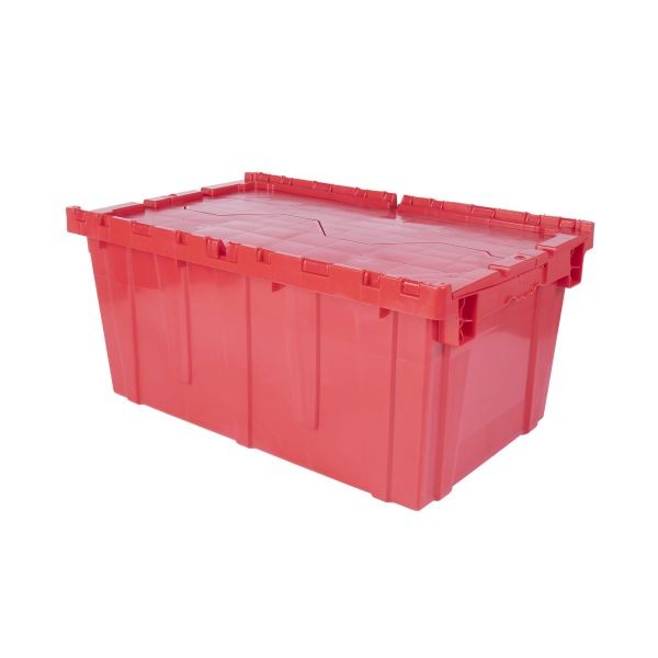 Reusable Transport Packaging Handheld Attached Lid Containers - Red, 27 x 17 x 12, DCNA02-271712-RD