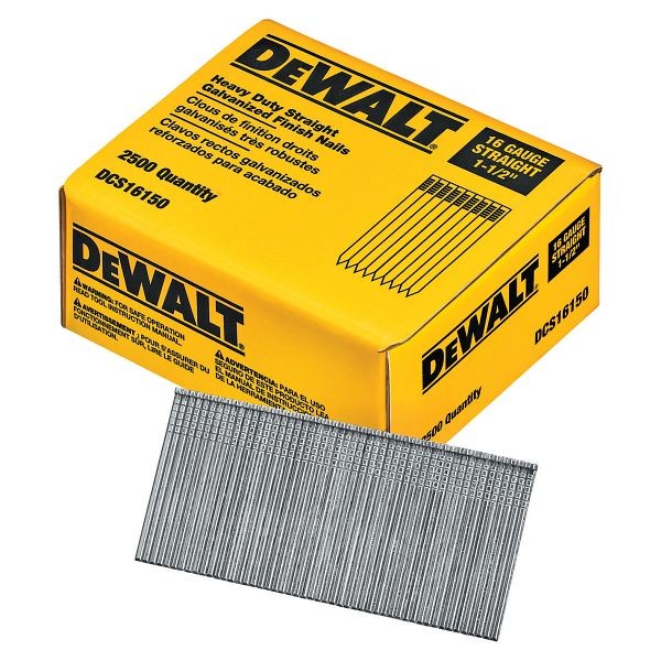 DeWalt 1-1/2" Straight 16 Gauge Finishing Nails (2.500 Pack), DCS16150