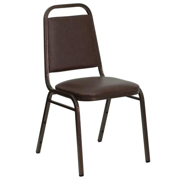 Flash Furniture HERCULES Series Trapezoidal Back Stacking Banquet Chair in Brown Vinyl - Copper Vein Frame, FD-BHF-2-BN-GG