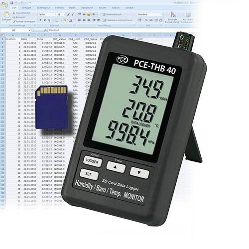 PCE Instruments Air Humidity Meter with SD memory card, PCE-THB 40