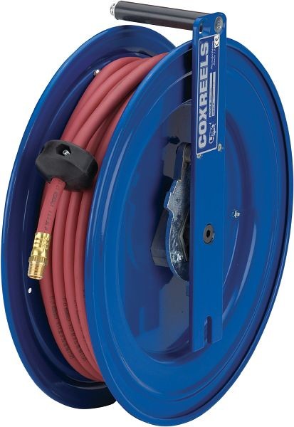 Coxreels Spring Rewind Hose Reel for air/water: 1/2" Inner Diameter, 50' hose, 300 PSI, right mount, low pressure, S Series, SR19-L450