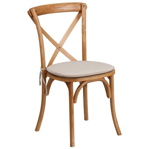 Flash Furniture HERCULES Series Stackable Oak Wood Cross Back Chair with Cushion, XU-X-OAK-NTC-GG