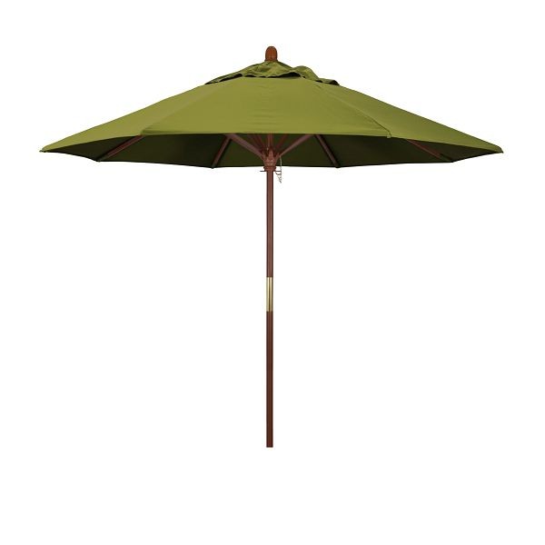 California Umbrella 9' Grove Series Patio Umbrella, Wood Pole, Hardwood Ribs Push Lift, Olefin Kiwi Fabric, MARE908-F55
