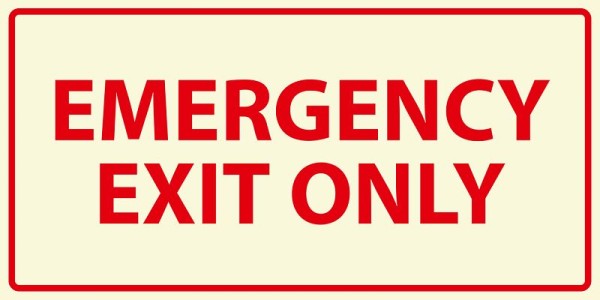 Marahrens Sign EX0058 - Emergency exit only, photoluminescent rigid plastic, Size: 14 x 7 inch, EX0058.014.22
