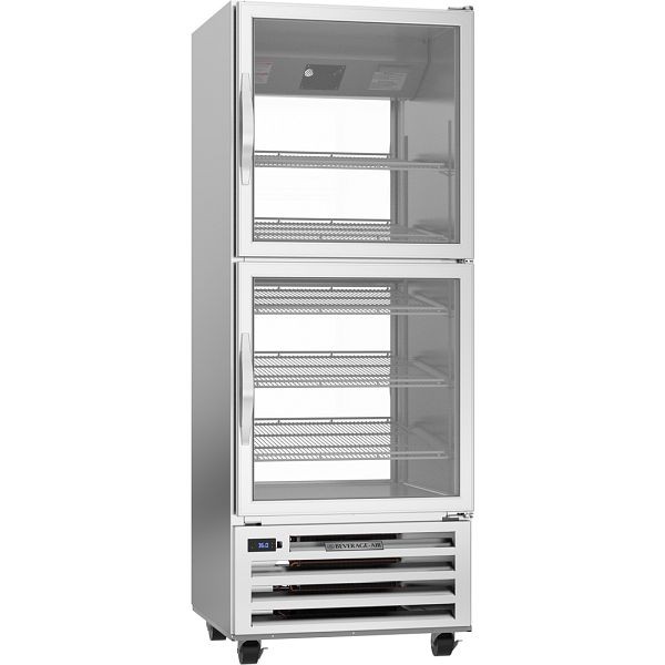 Beverage-Air RI Series Pass-Thru Half Glass Door Bottom Mount Refrigerator, Exterior Dimensions: WxDxH: 27 1/4" X 32 5/8" X 72 3/8", RID18HC-HG