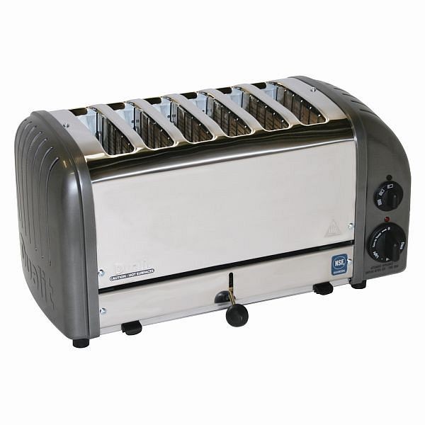 Cadco Standard 6-Slot Toaster, Manual Eject, 220V, Metallic grey, CTW-6M(220)