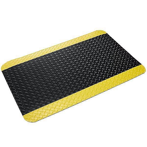 Crown Matting Technologies Workers-Delight Deck Plate Mat 5/8" 2'x3' Black with Yellow Border, WD 1223YB