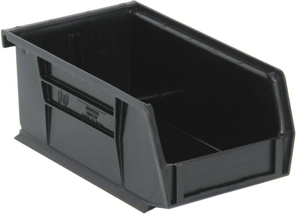 Quantum Storage Systems Bin, stacking or hanging, conductive, 4-1/8"W x 7-3/8"D x 3"H, black, QUS220CO