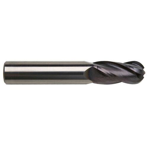 GS Tooling 1/8" Diameter x 1/8" Shank 4-Flute Regular Length Ball Nose Yellow Series Carbide End Mill, 102882