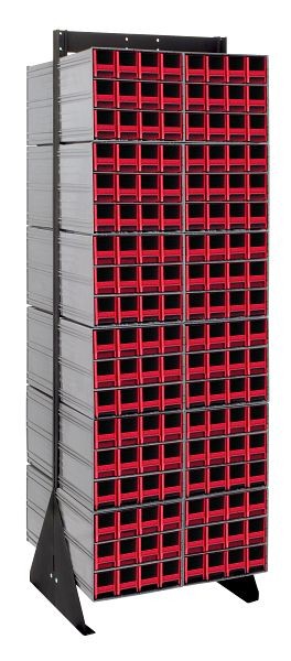 Quantum Storage Systems Interlocking Storage Cabinets Floor Stand, double sided, 24"D x 23-5/8"W x 75"H, includes (288) red drawers, QIC-270-122RD