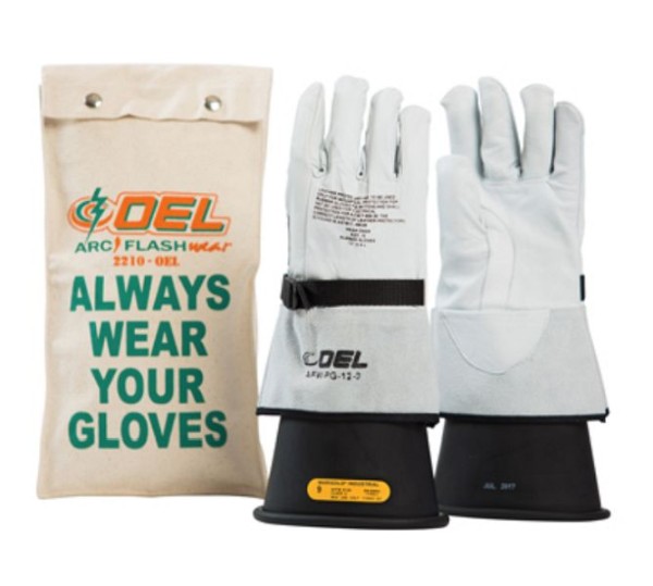 OEL CLASS 4 (36,000 Volts) Rubber Glove Kit, Length: 18", Sizes: 9, Color: Black, IRG418B9K