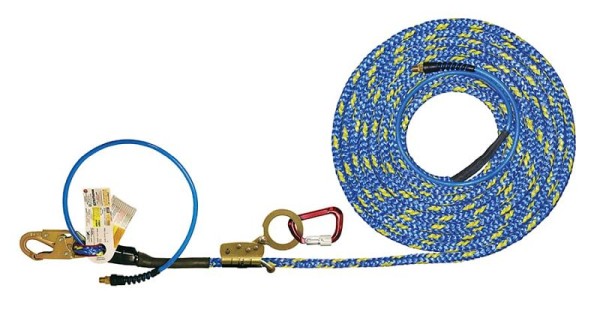 Super Anchor Safety 30ft X-Line Pneumatic Lifeline with Snaphook & No-4015-Z Fall Arrester, 4064-30