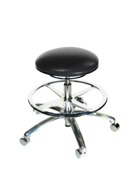 GK Chairs ESD Task Bench Height 1 Series Chair, Black ESD Vinyl without Arms, E180PL-OO-V902-A25P-R20-07B-P