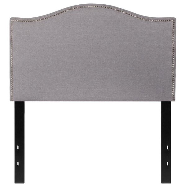 Flash Furniture Lexington Upholstered Twin Size Headboard with Accent Nail Trim in Light Gray Fabric, HG-HB1707-T-LG-GG