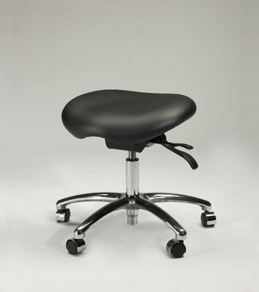 GK Chairs Cleanroom/ESD Task Desk Height Healchare Stool, Black ESD Vinyl without Arms, CE2145FT-MO-V902-A23P-NR-07-P