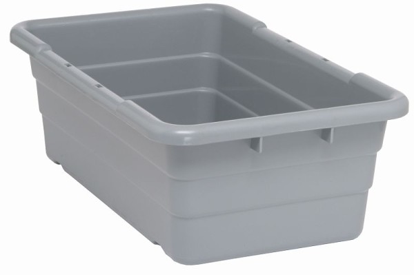 Quantum Storage Systems Cross Stack Tub, 8-1/2"H, 5.51 gallon capacity, 100 lb. weight capacity, polypropylene, gray, TUB2516-8GY