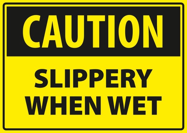 Marahrens Sign Caution - slippery when wet, rigid plastic, Size: 10 x 7 inch, WA0019.010.21