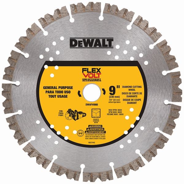 DeWalt 9" Flexvolt Diamond Cutting Wheel, DWAFV8900