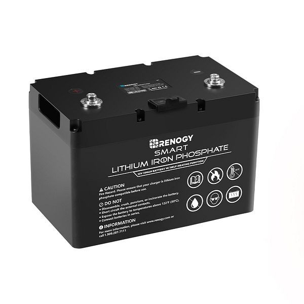 Renogy 12V 100Ah Smart Lithium Iron Phosphate Battery w/ Self-Heating Function, RBT100LFP12SH