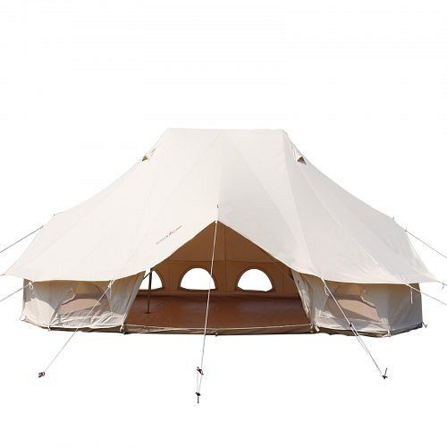 VEVOR Bell Tent Canvas Yurt Tents 19.7x13.1x9.8 ft Canvas Tent Beige for Camping, DWZBELL-460VH39FCV0