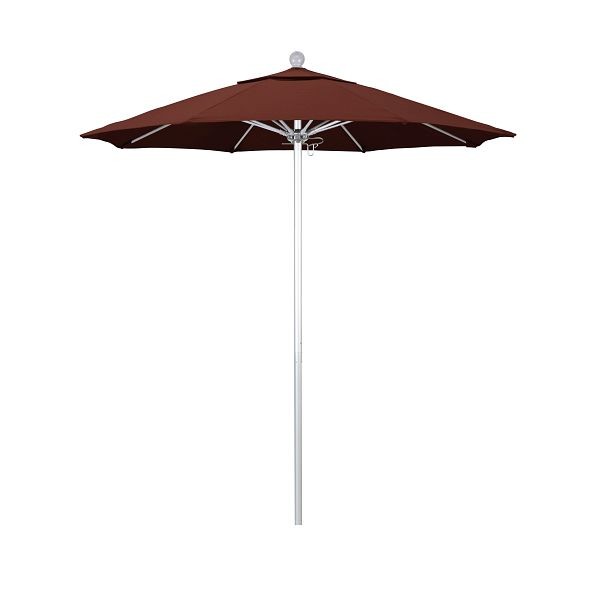 California Umbrella 7.5' Venture Series Patio Umbrella, Silver Anodized Aluminum Pole, Push Lift, Sunbrella 2A Henna Fabric, ALTO758002-5407