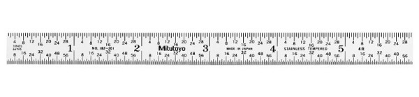 Mitutoyo Steel Rule, 6 In, 4R, 1/2 In Wide, Flex, 182-201
