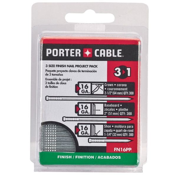 PORTER CABLE 16 Gauge Finish Nail Project Pack, FN16PP