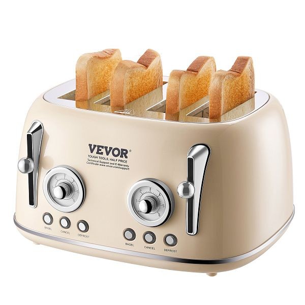 VEVOR Brushed Stainless Steel Toaster, 4 Slice, JYDSLFGKDCK4P1LHZV1