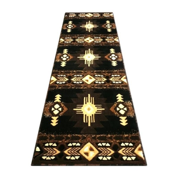 Flash Furniture Mohave Collection 2' x 7' Black Traditional Southwestern Style Area Rug - Olefin Fibers with Jute Backing, ACD-RG5WEP-27-BK-GG