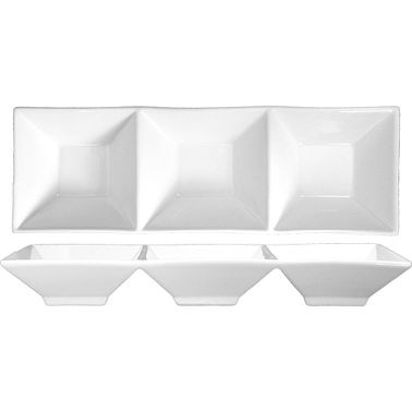 International Tableware Porcelain Triple Square-Bowls 9" (2oz), Bright White, Quantity: 36 pieces, FA3-9