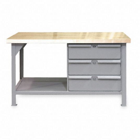 Strong Hold Workbench, Butcher Block, 36 in Depth, 34 in Height, 60 in Width, 8,250 lb Load Capacity, T6036-3DB-MT