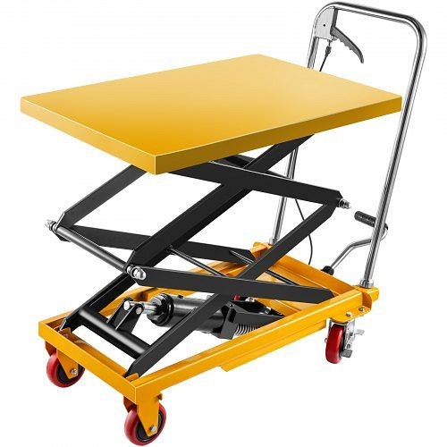 VEVOR Hydraulic Lift Table Cart, 770lbs Capacity Hydraulic Scissor Cart, 51.2" Lifting Height, Double Scissor Lift Cart, YYSJPTC770BSJZH21V0