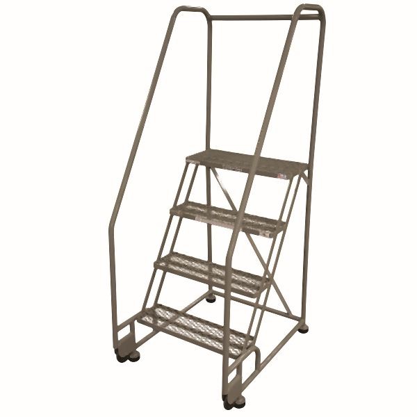 Cotterman 4 Step Steel Rolling Ladder/Expanded Metal Tread, 70 Inch Overall Height, 10 Inch Top Step Depth, 24 Inch Step Width, D0920122-02