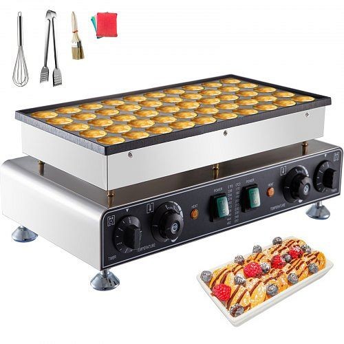 VEVOR 110V Mini Dutch Pancake Baker 50 Pieces 1700W Commercial Electric Nonstick Waffle Maker Machine, SBJNP-543-50X0001V1